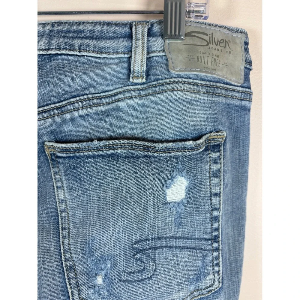 Silver Jeans Izzy Ankle Skinny Distressed Floral Embroidered Jeans Women W30 L27